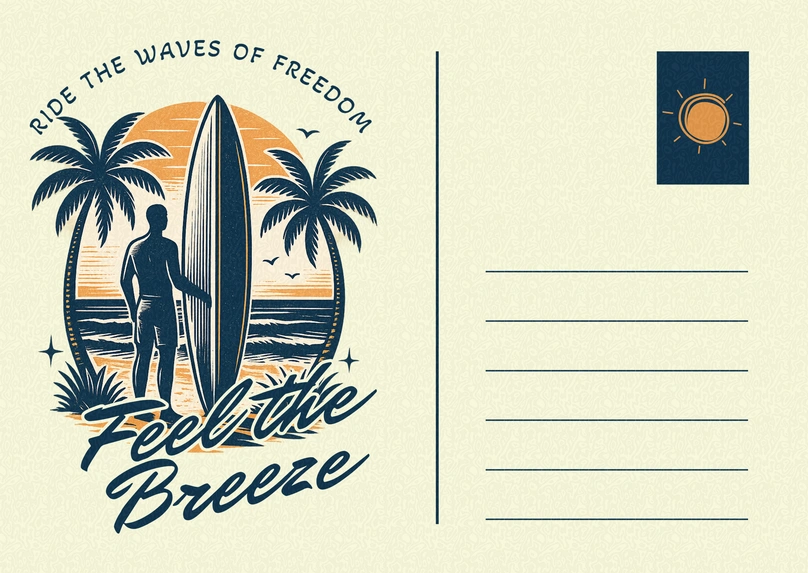 Surfing Postcard Design