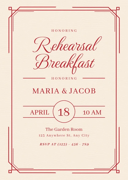 Rehearsal Breakfast Invitation for Maria and Jacob