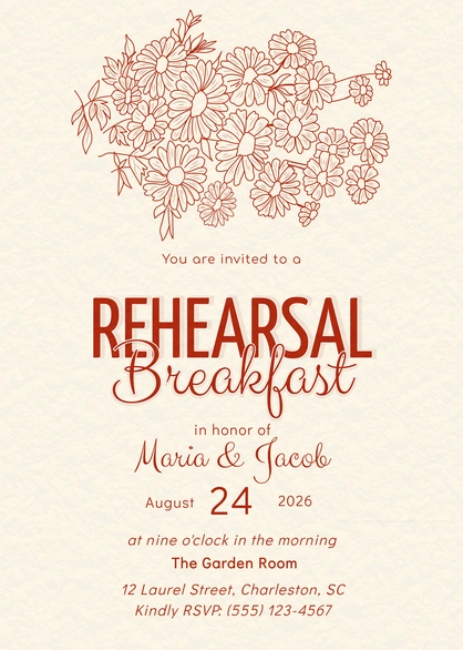 Invitation for a Rehearsal Breakfast