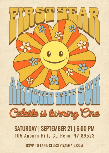 Birthday invitation for a child's first year