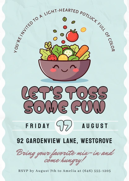 Light-hearted potluck invitation