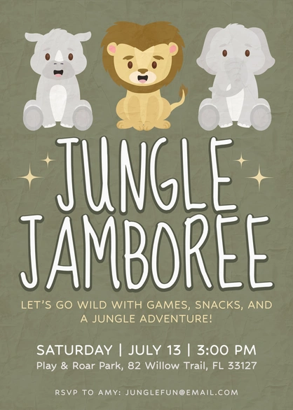 Children's Jungle Theme Party Invitation