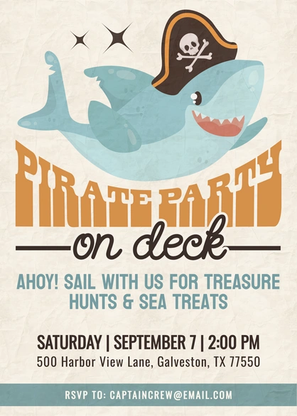 Pirate-themed party invitation