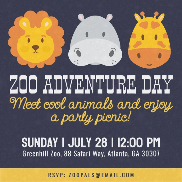 Zoo Adventure Day event invitation