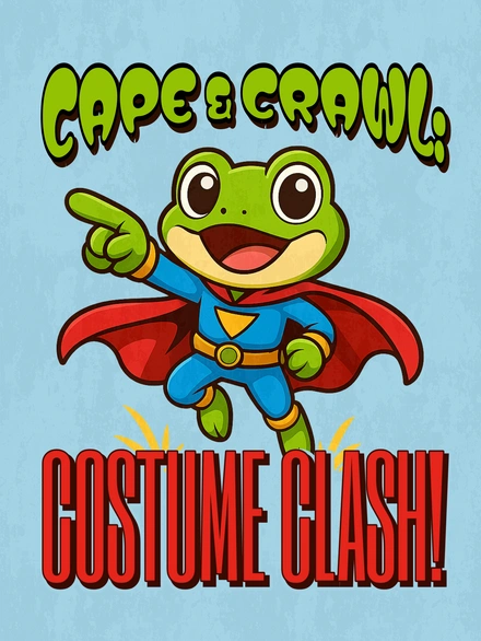Frog superhero pointing