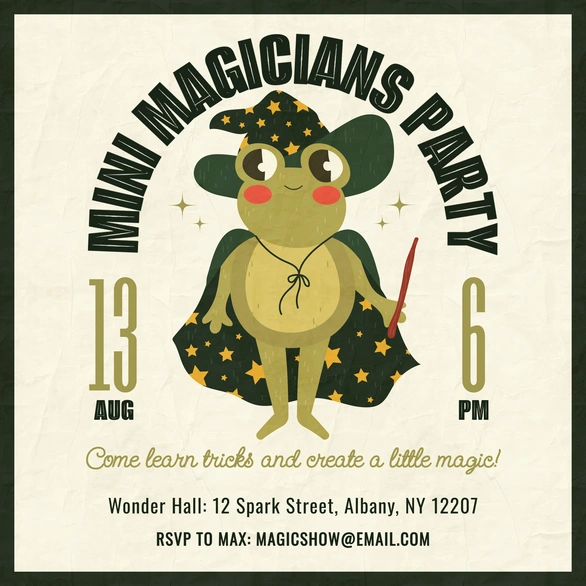 Magic-themed invitation for a children's party