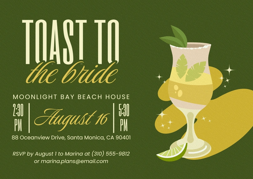 Invitation for a Toast to the Bride