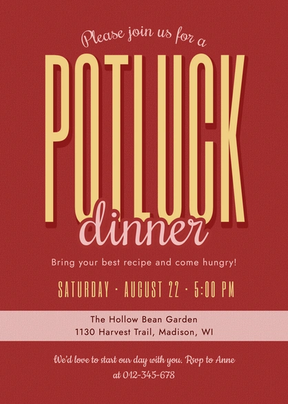 Potluck Dinner Invitation