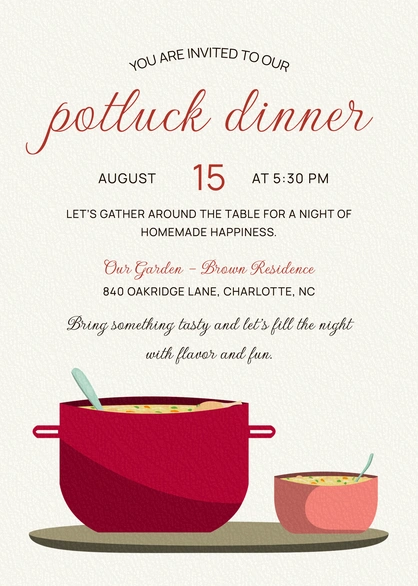 Invitation to a potluck dinner