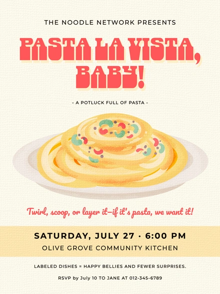 Pasta Potluck Invitation