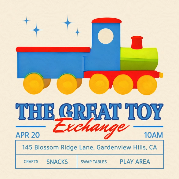 Toy exchange event for kids and families