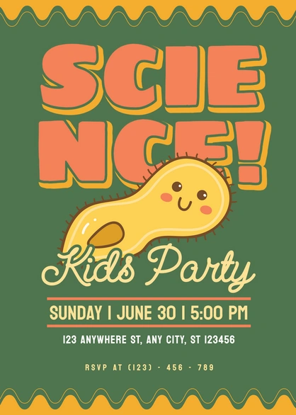 Kid's science-themed party invitation