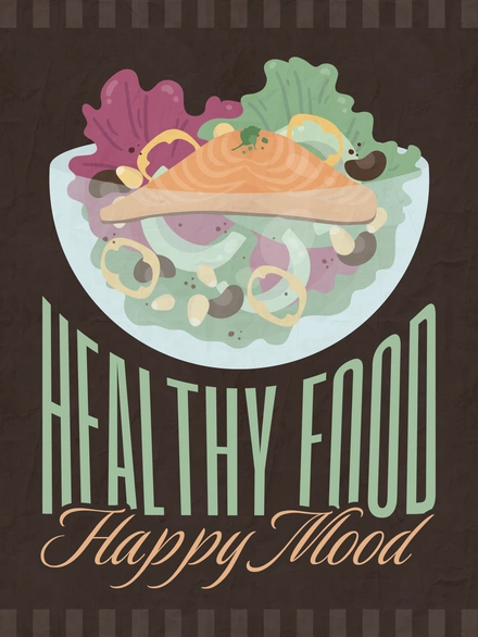Illustration of a Salad with Healthy Food Message
