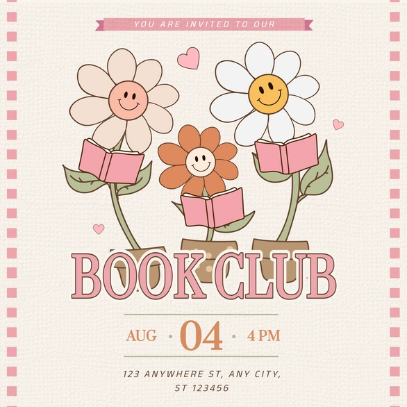 Book Club Invitation with Floral Design