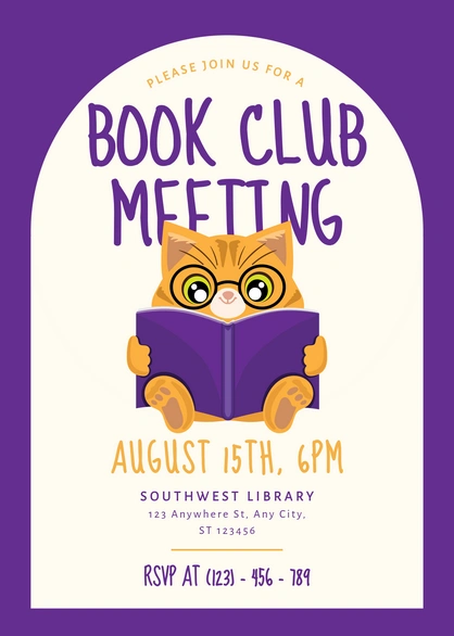 Invitation for a book club meeting