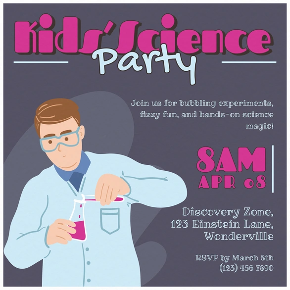 Invitation for a Kids' Science Party