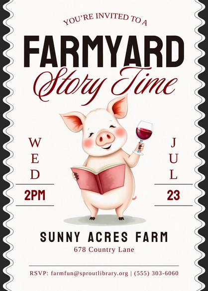 Farmyard Story Time event invite
