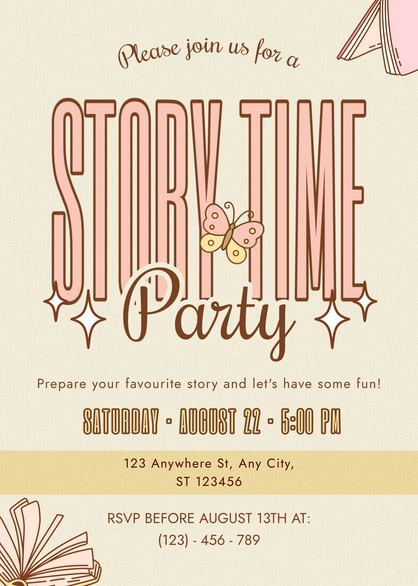 Invitation for a Story Time Party