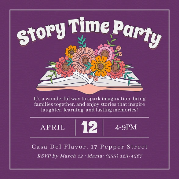 Invitation for a story-themed party