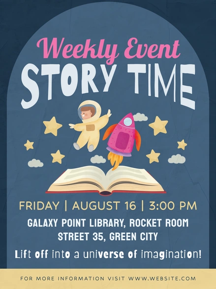 An event for children featuring storytime with a space theme.