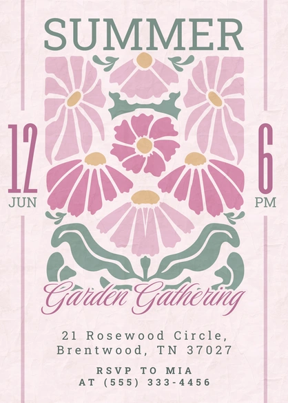 Invitation for a summer garden event