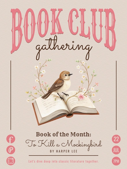 Book club event announcement