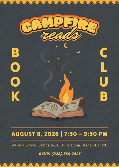 Campfire Book Club Event Invitation