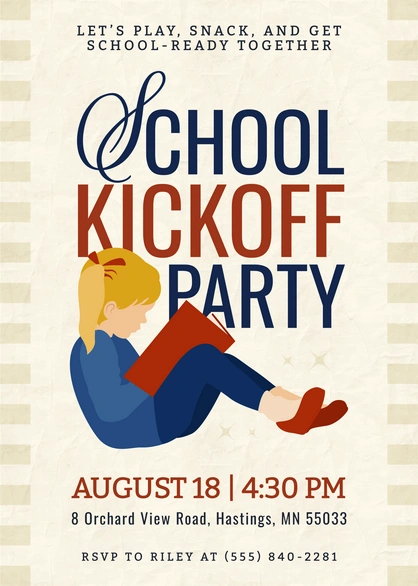 School kickoff event invitation