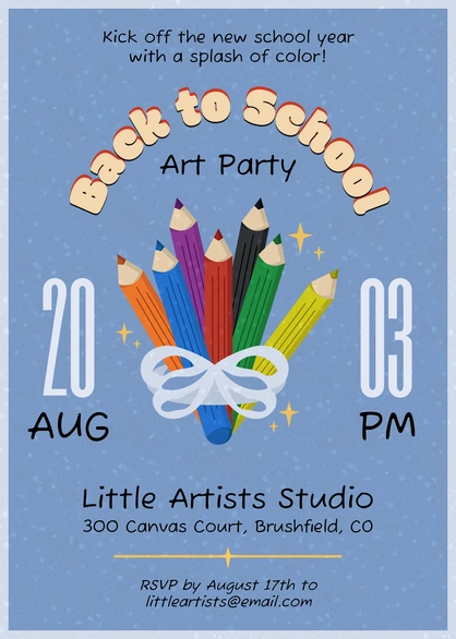 Invitation to a back-to-school art party