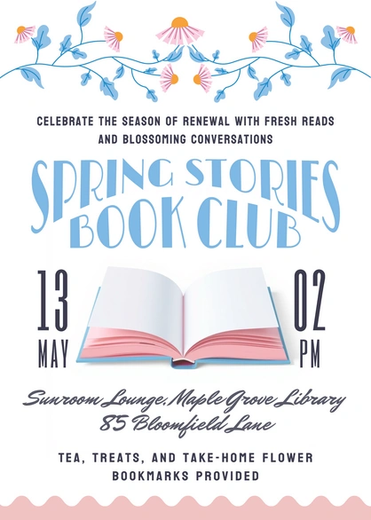 Invitation to a Spring book club meeting