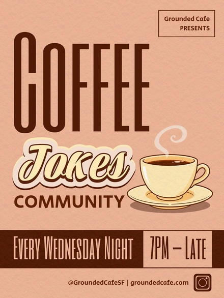 Community gathering focused on humor and coffee