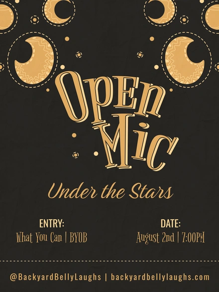 Advertisement for an open mic event