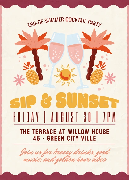 End-of-Summer Cocktail Party Invitation