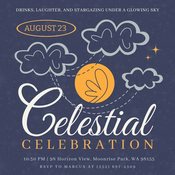 Celestial-themed celebration invitation