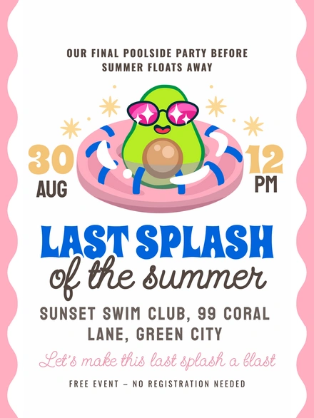 End-of-Summer Pool Party Invitation