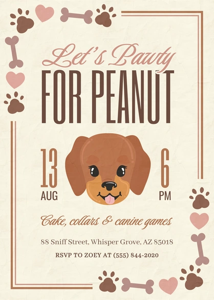 Dog-themed party invitation