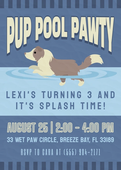 Dog-themed birthday invitation