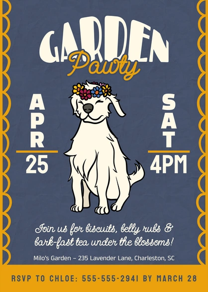 Dog-themed garden party invitation