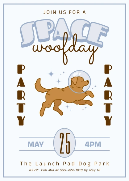 Dog-themed space party invitation