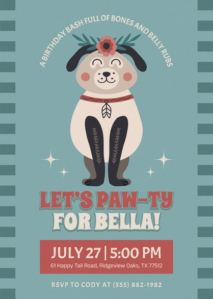 Pet Birthday Party Invitation
