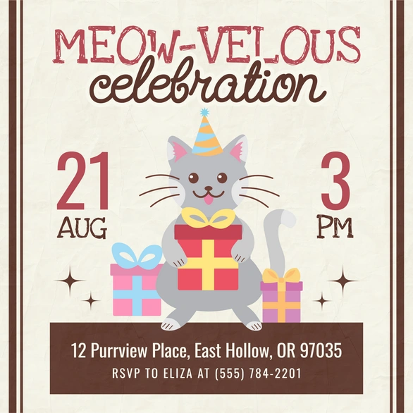 Party Invitation with Cat
