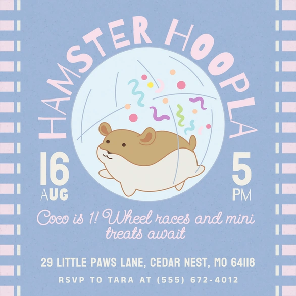 Hamster Birthday Party Invitation