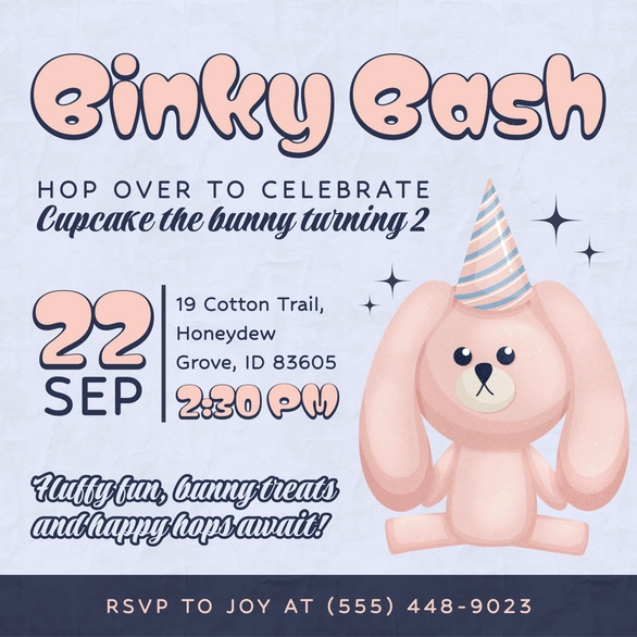 Birthday Invitation for Bunny-themed Party