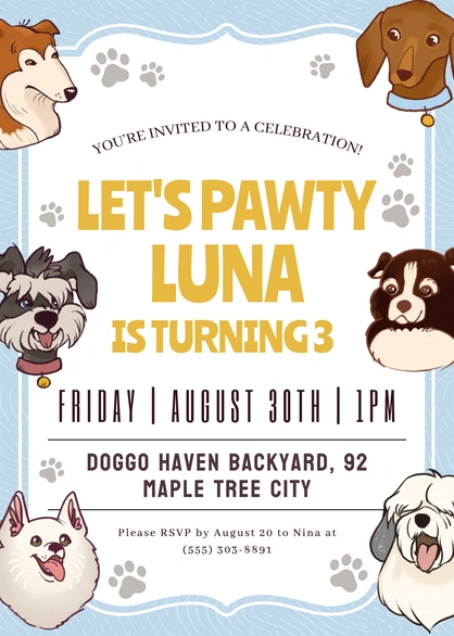 Dog Birthday Party Invitation