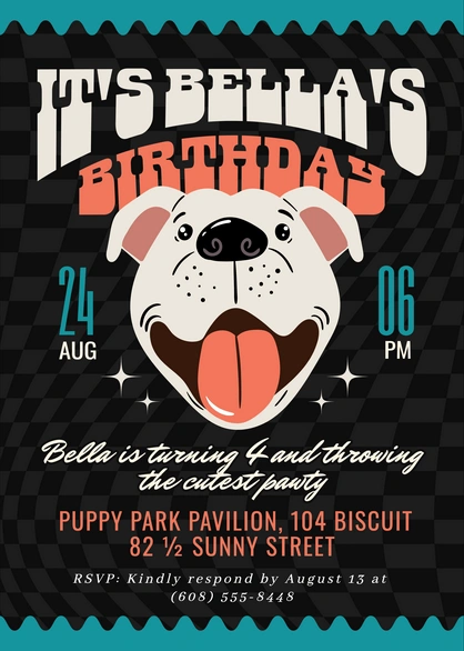 Dog-themed birthday invitation