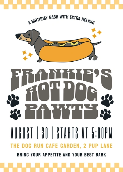Birthday party invitation for a dog-themed event