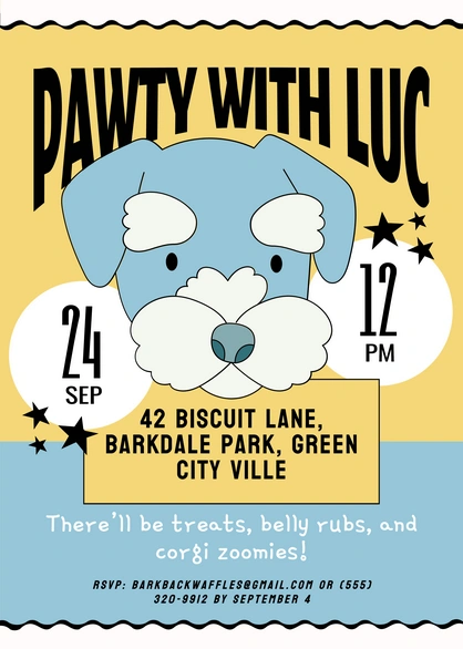 Dog-themed event invitation