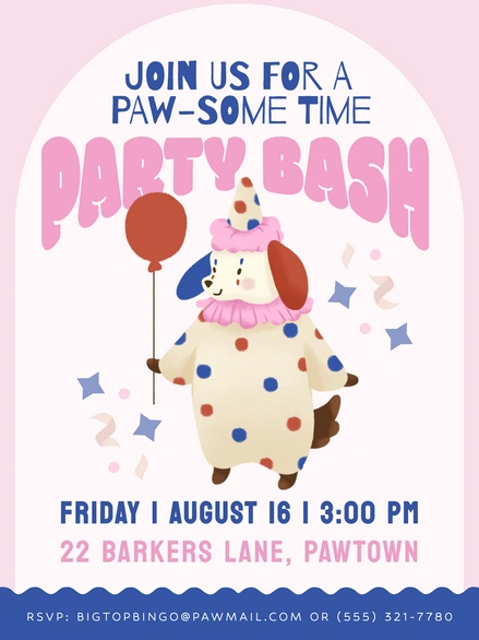 Dog-themed birthday party invitation
