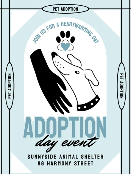 Adoption event announcement for an animal shelter.