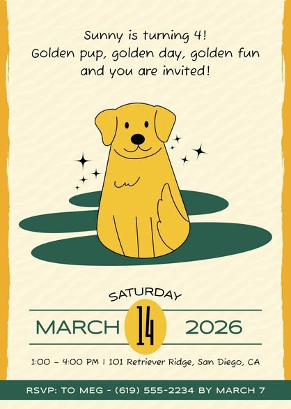 Birthday invitation for Sunny